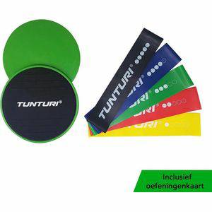 Tunturi Tunturi Resistance Band Set Weerstandsbanden Fitness elastiek Met Core Sliders Combi Set Fitnessartikelen