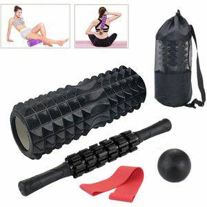 5 stks/set Crescent Hollow Foam Roller Yoga Kolom Set Fitness Spier Ontspanning Massager Set (33cm Zwart) Fitnessartikelen