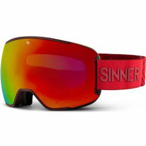 Sportbrillen Sinner Sinner Snowflake Sneeuwbril Matte Burgundy Full Red Mirror Vent + Double Pink One Size