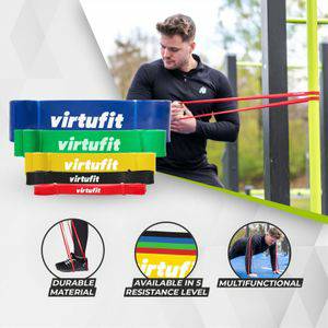 Virtufit Fitnessartikelen VirtuFit Pro Power Band Weerstandskabel Fitness Elastiek Medium (24 mm) Geel