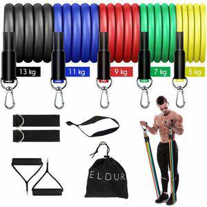 Eldur® Weerstandsbanden Set 11 delige Set Resistance Bands Fitness Elastiek Set Fitnessartikelen