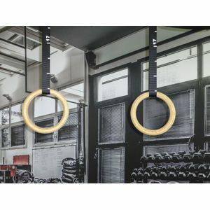 Fitnessartikelen MusclePower Muscle Power Houten Crossfit Ringen Set Inclusief Straps